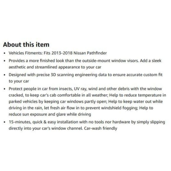 2013-2018 Nissan Pathfinder In-Channel, Rain Guard Window Vent Visor (Brand New) - Picture 8 of 8